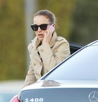 Natalie Portman heads to a meeting in her trench coat at an office in Century City January 17, 2013 