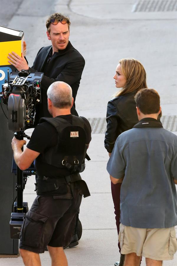 Natalie Portman on the set of a Terrence Malick film in Austin 10/20/12 
