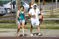 Aimee Teegarden kayaking in Ann Arbor on July 29, 2011 
