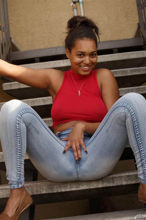 Noelle Monique Cutie Ebony in a red top