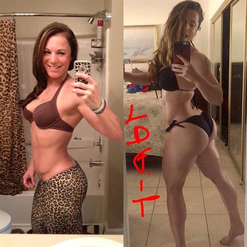Linda Durbesson in a bikini taking a selfie