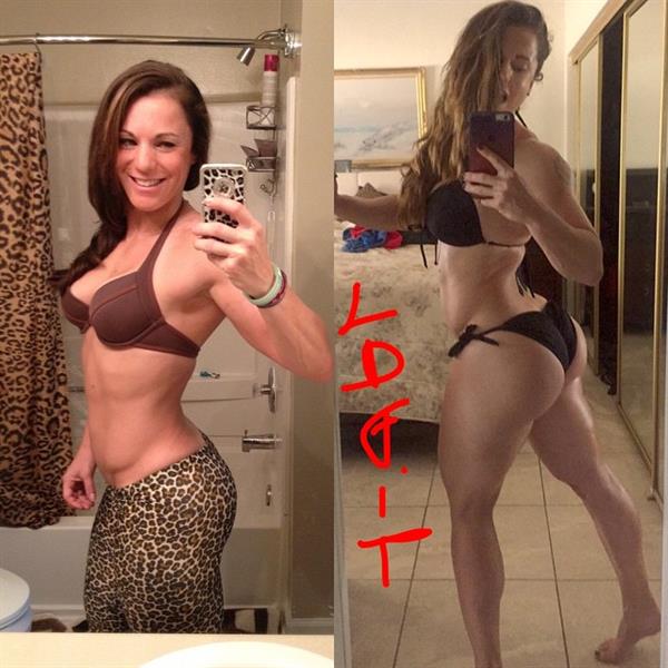 Linda Durbesson in a bikini taking a selfie