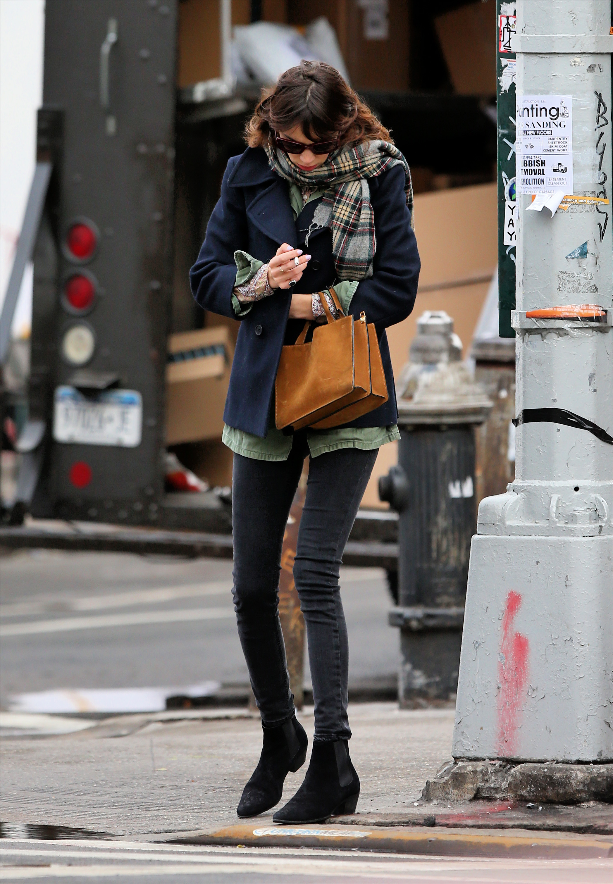 Alexa Chung Peels restaurant in the East Village in NYC, December 20, 2013