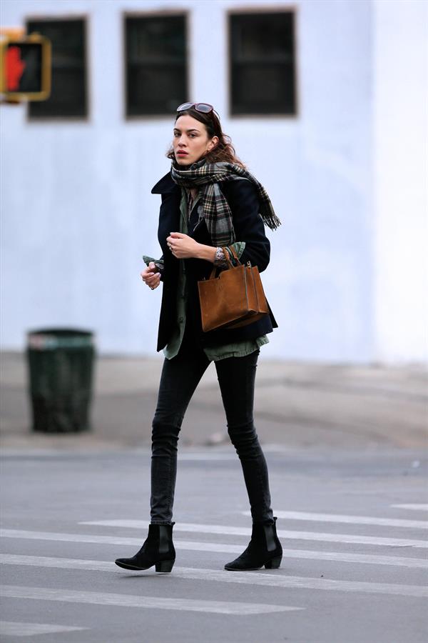 Alexa Chung Peels restaurant in the East Village in NYC, December 20, 2013