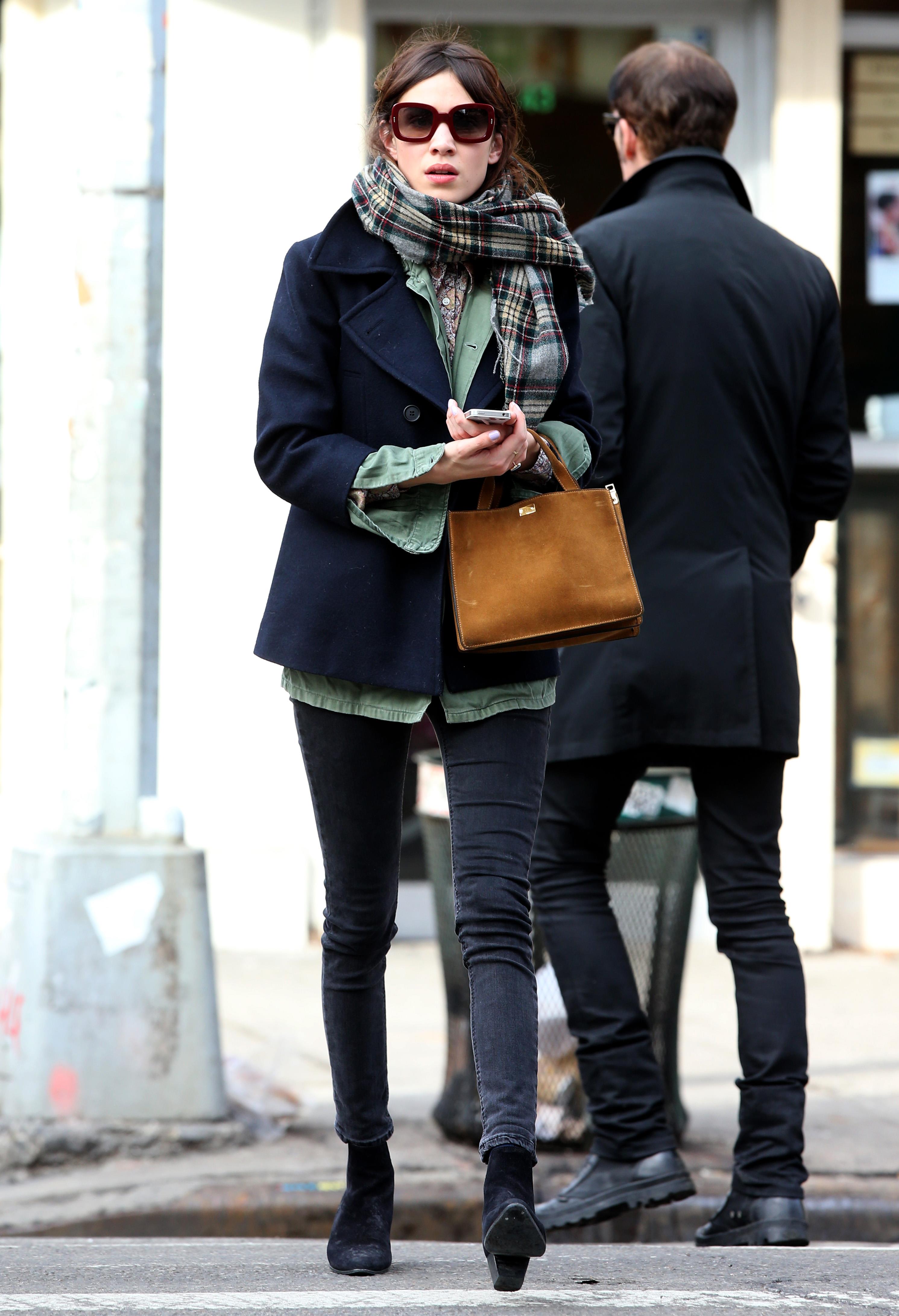 Alexa Chung Peels restaurant in the East Village in NYC, December 20, 2013