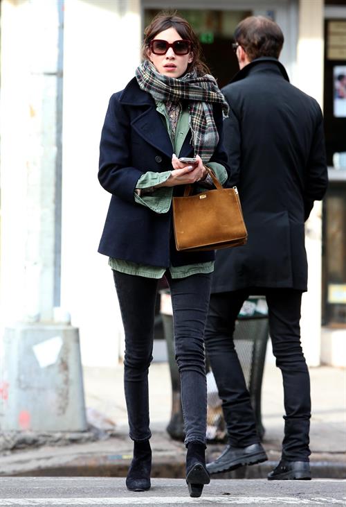 Alexa Chung Peels restaurant in the East Village in NYC, December 20, 2013