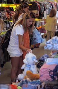 Alessandra Ambrosio Beverly Hills candids in a smiley shirt