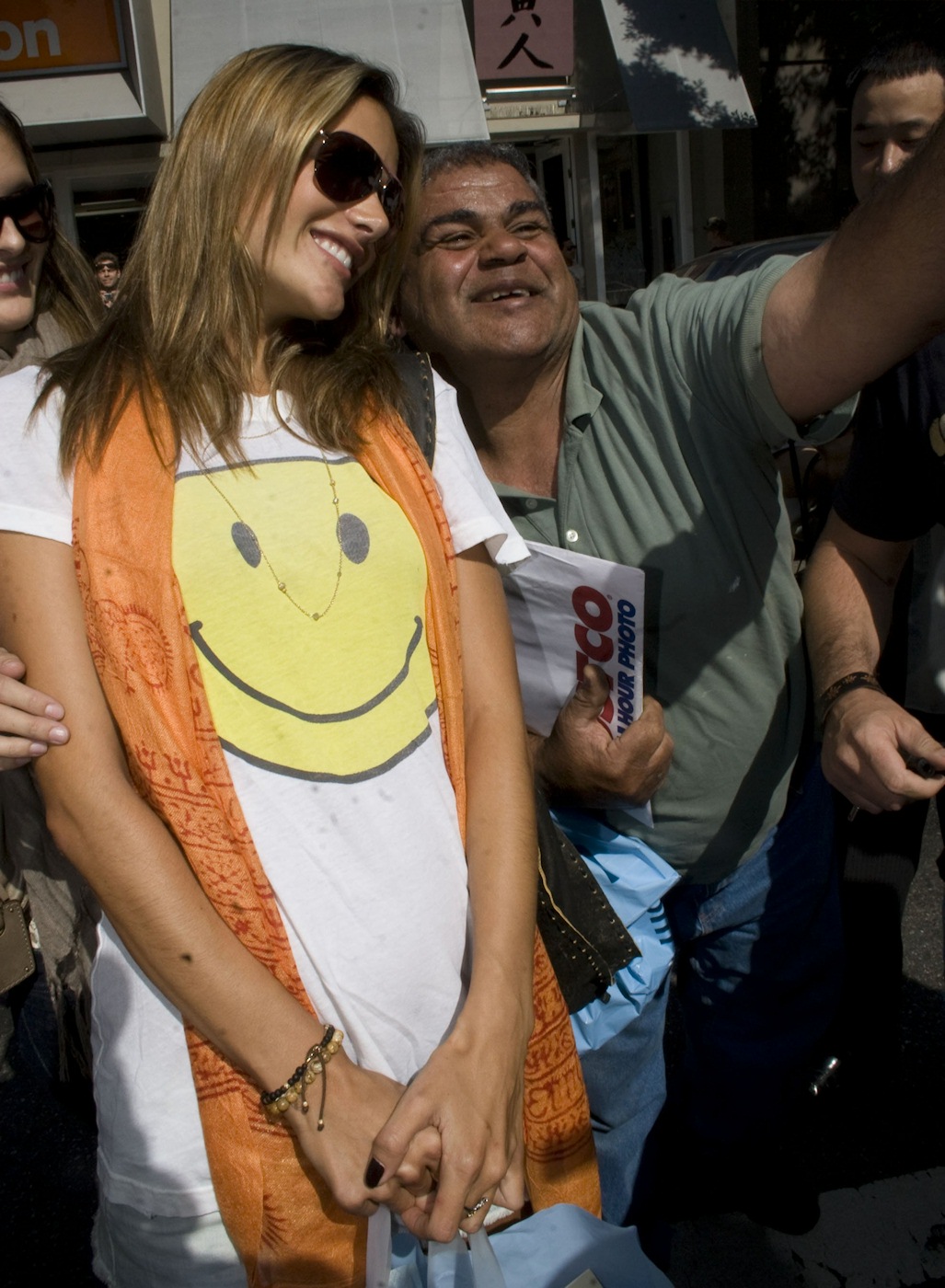 Alessandra Ambrosio Beverly Hills candids in a smiley shirt