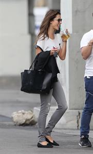 Alessandra Ambrosio on the set of a photo shoot for 'Harpers Bazaar' in Los Angeles on February 27, 2014