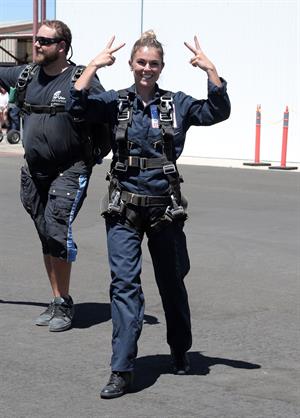 AnnaLynne McCord skydives from 18,000 feet at a charity event, Lompoc August 16, 2014