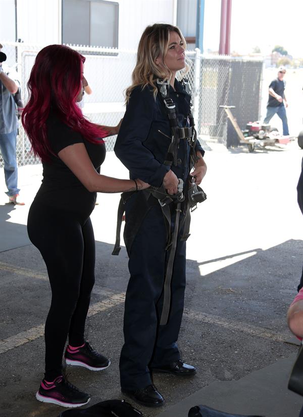 AnnaLynne McCord skydives from 18,000 feet at a charity event, Lompoc August 16, 2014