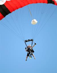 AnnaLynne McCord skydives from 18,000 feet at a charity event, Lompoc August 16, 2014