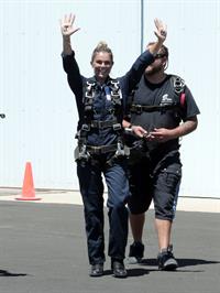 AnnaLynne McCord skydives from 18,000 feet at a charity event, Lompoc August 16, 2014