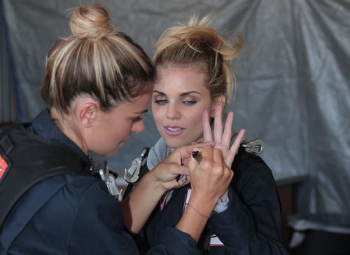 AnnaLynne McCord skydives from 18,000 feet at a charity event, Lompoc August 16, 2014