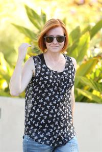 Alyson Hannigan outside her house on August 7, 2014