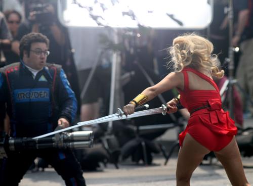 Ashley Benson on the set of Pixels in Toronto on August 7, 2014
