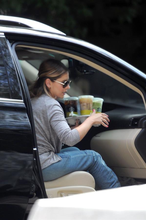 Sarah Michelle Gellar getting her morning starbucks in Los Angeles on July 28, 2014
