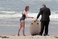 Helen Hunt wearing a swimsuit on the set of 'Ride' in LA August 5, 2013 