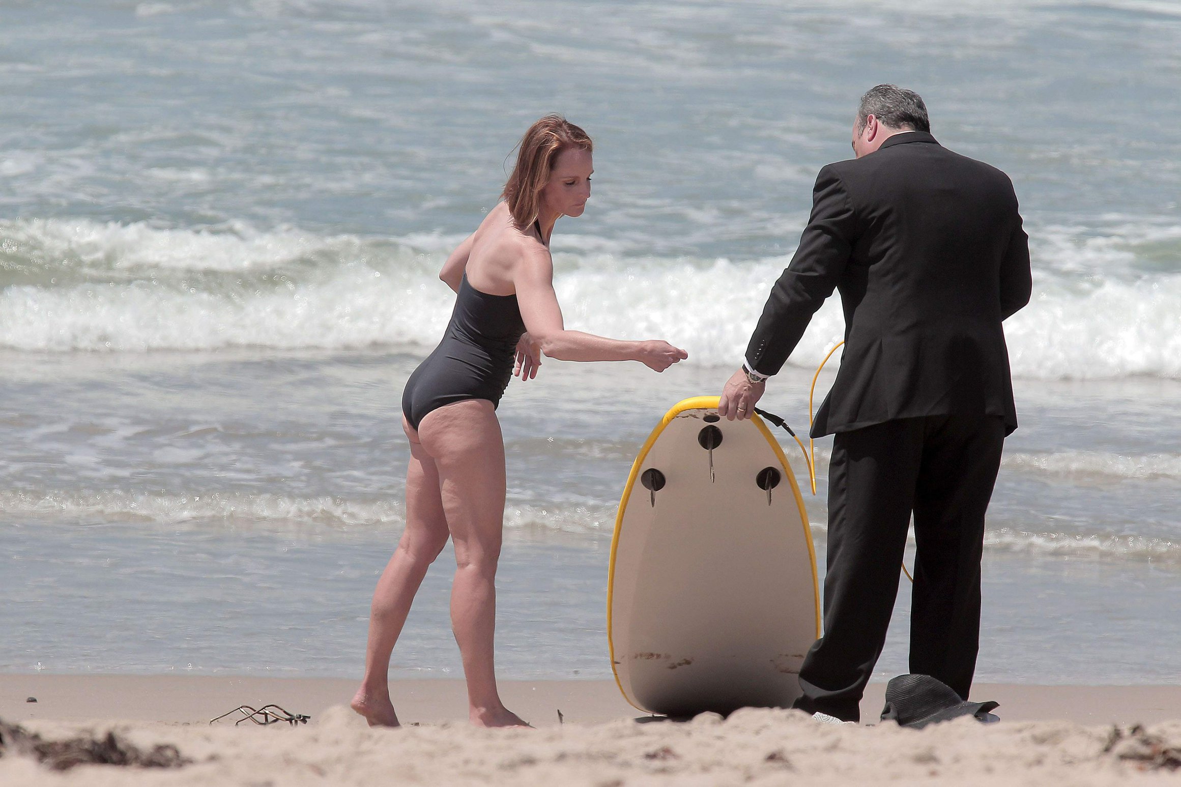 Helen Hunt wearing a swimsuit on the set of 'Ride' in LA August 5, 2013 