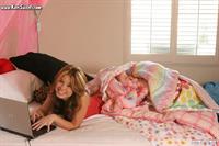 Kari Sweets in hot pink and black lingerie