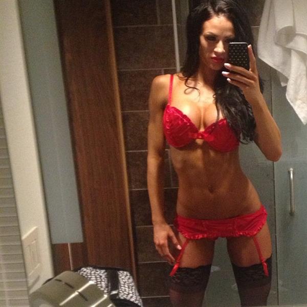 Abbie Burrows in lingerie taking a selfie