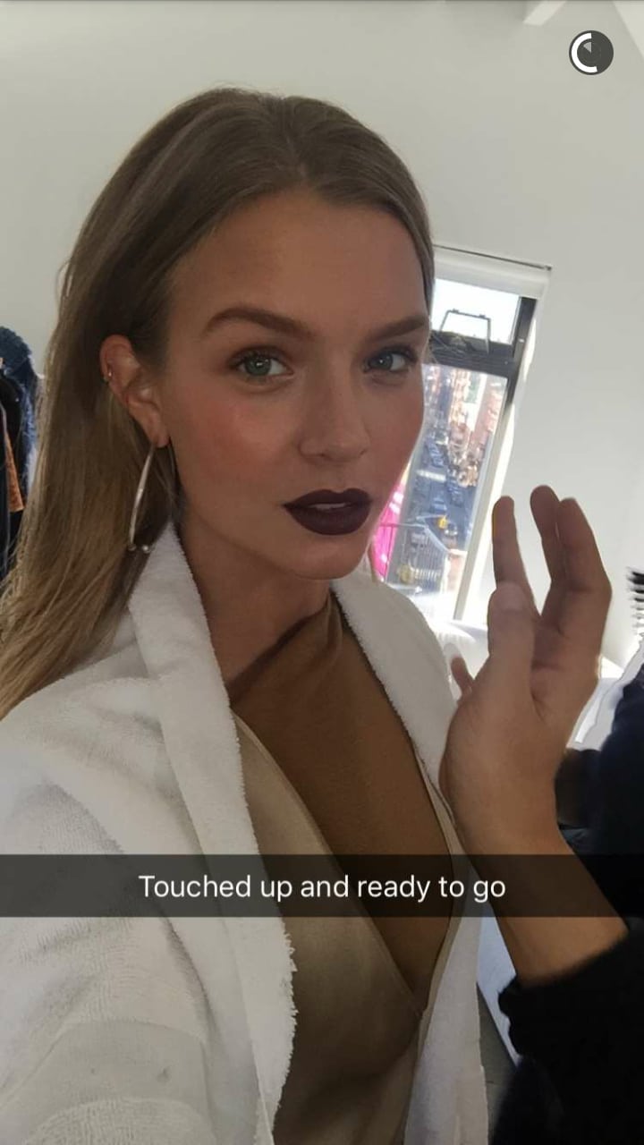 Josephine Skriver taking a selfie