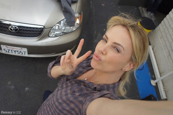 Charlize Theron taking a selfie