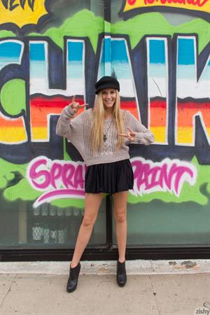 Leggy Blonde Cole goes shopping