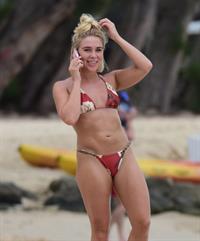 Gabby Allen sexy bikini photos seen by paparazzi on a beach in Barbados she has a nice ass.








