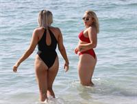 Tallia Storm sexy in a red bikini seen by paparazzi at the beach.











