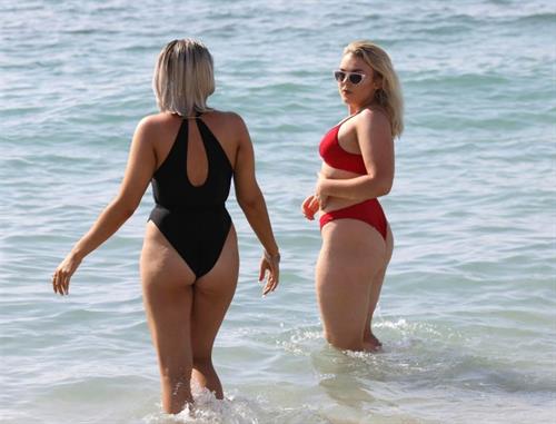 Tallia Storm Bikini Pictures Tallia Storm sexy in a red bikini seen by paparazzi at the beach.