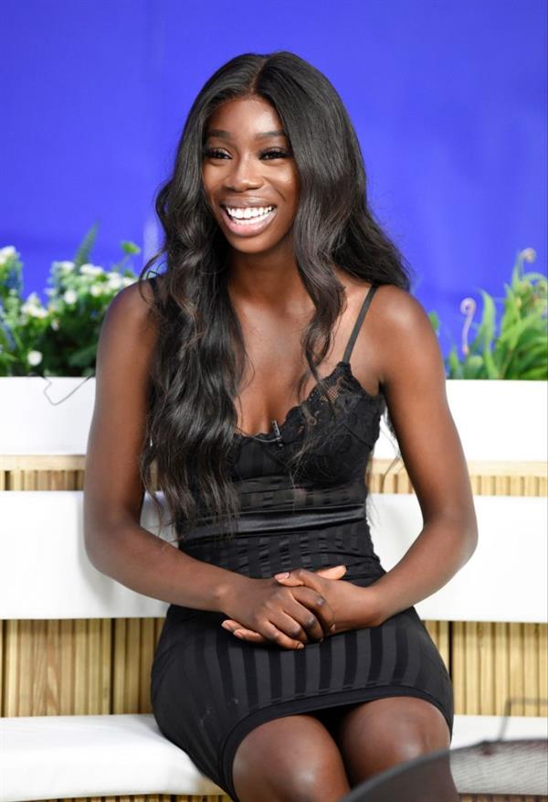 Yewande Biala from Love Island sexy in a tight black dress on  I Saw It First HQ .















