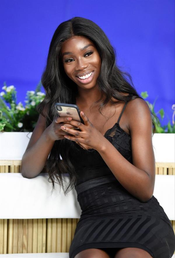 Yewande Biala from Love Island sexy in a tight black dress on  I Saw It First HQ .















