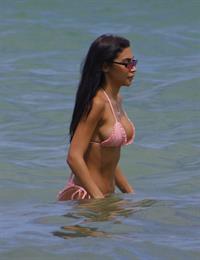 Chantel Jeffries sexy ass in a bikini at the beach in Miami seen by paparazzi showing nice cleavage.























