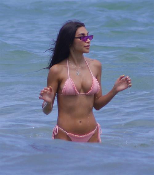 Chantel Jeffries Bikini Pictures Chantel Jeffries sexy ass in a bikini at the beach in Miami seen by paparazzi showing nice cleavage.