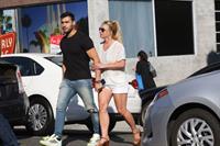 Britney Spears braless boobs in a see through blouse showing her nipples seen by paparazzi.


