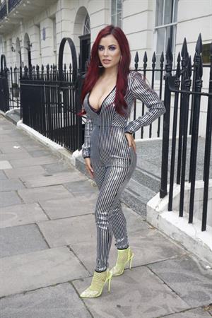Carla Howe braless boobs showing nice cleavage in London.




