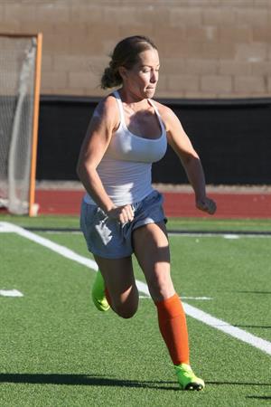 Kendra Wilkinson braless boobs showing her tits pokies seen by paparazzi playing soccer seen by paparazzi.












