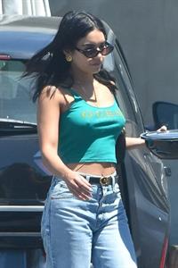 Vanessa Hudgens braless nipples pokies in a green top showing off her tits seen by paparazzi with Austin Butler.


















