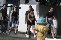 Ariel Winter paparazzi pictures in black bikini top and short skirt