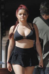 Ariel Winter paparazzi pictures in black bikini top and short skirt