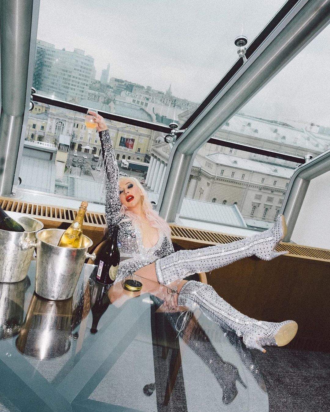 Christina Aguilera showing some nice cleavage with her big tits in a low cut outfit.












