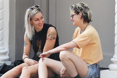 Kristen Stewart Pictures Kristen Stewart lesbian kiss making out with Dylan Meyer seen by paparazzi.