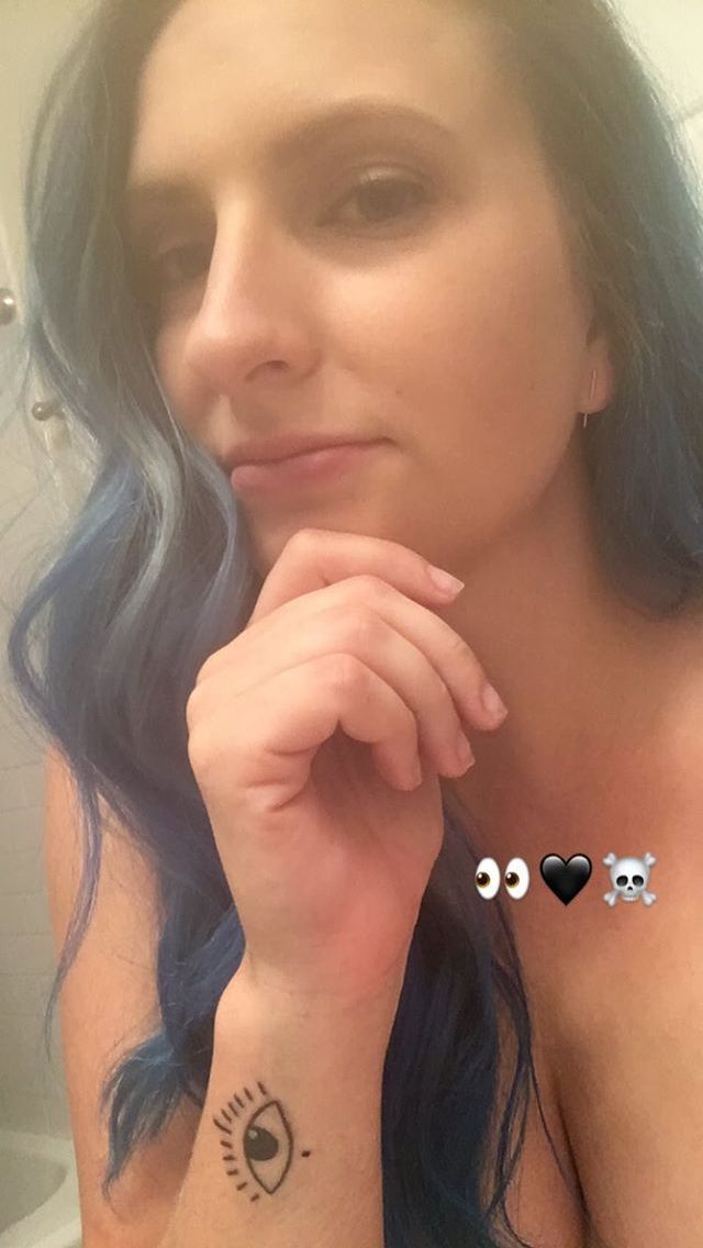 Chelsea DeScenna nude photo shared on her instagram story showing nice cleavage in the bathroom.























