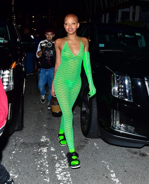 Slick Woods braless boobs in a see through dress showing off her tits and thong panties seen by paparazzi.




































