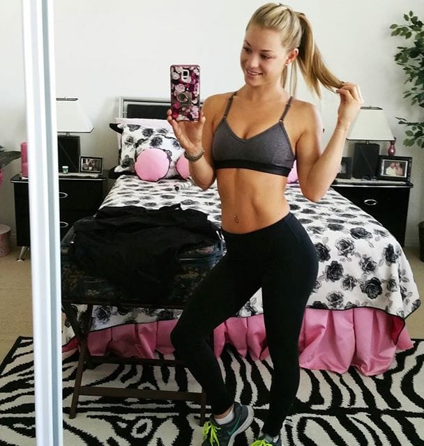 Nikki Leigh in lingerie taking a selfie