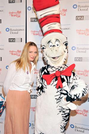 Uma Thurman joins Cat In The Hat On NEA's Read Across America Day at New York Public Library (01.03.0213) 