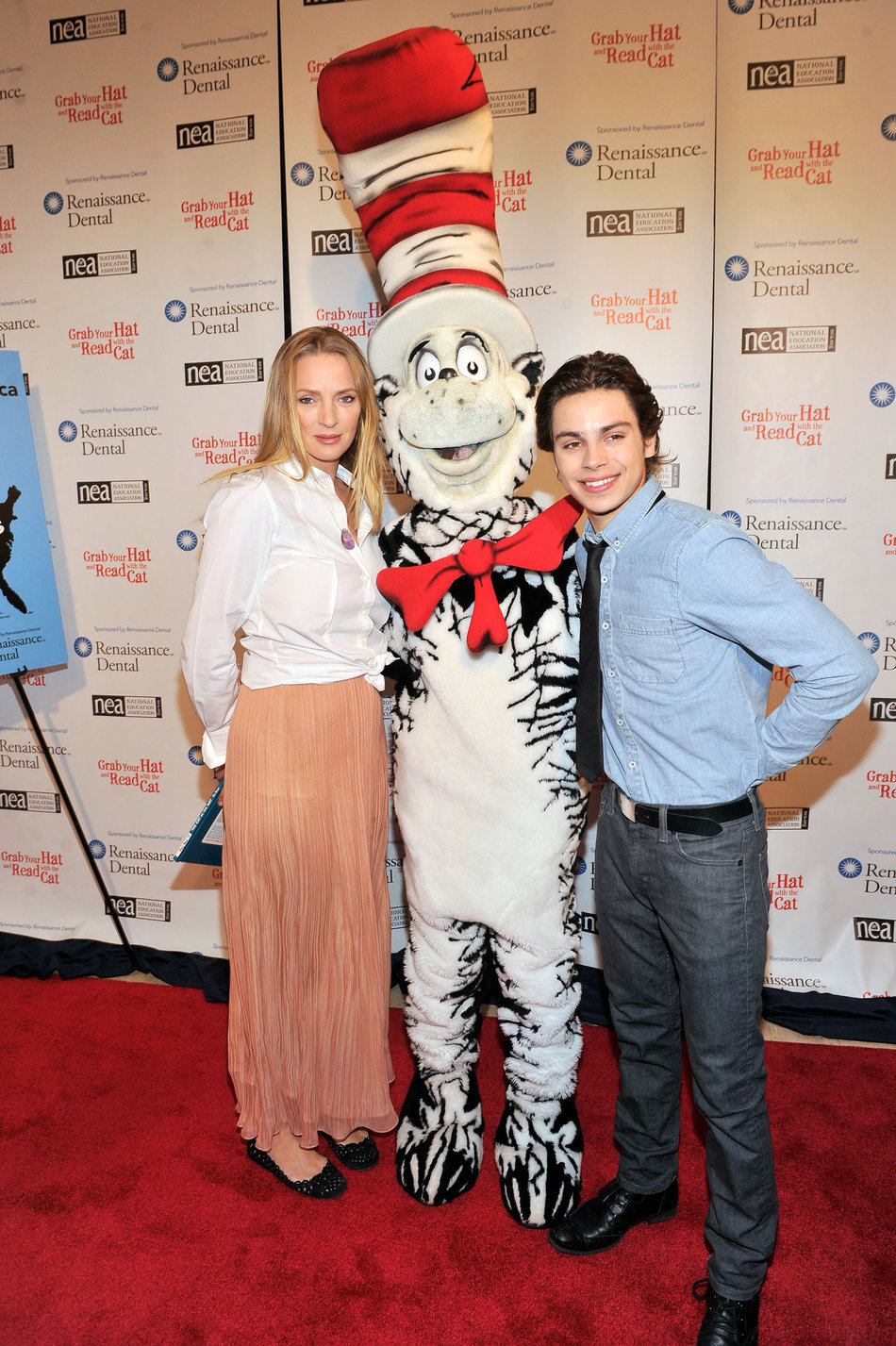 Uma Thurman joins Cat In The Hat On NEA's Read Across America Day at New York Public Library (01.03.0213) 