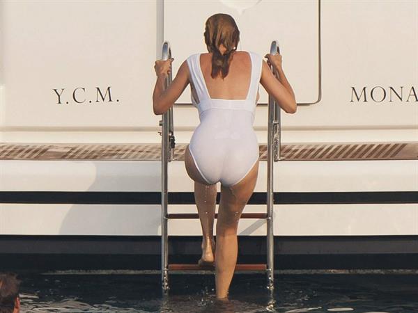 Uma Thurman bathing suit on Yacht in Saint-Tropez July 7-2013 