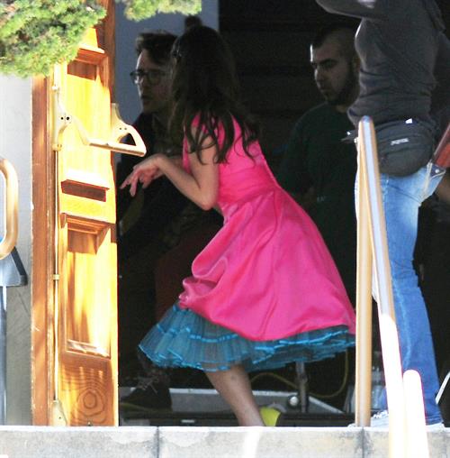 Zooey Deschanel On Set of a Music Video Shooting in Los Angeles April 16, 2013 